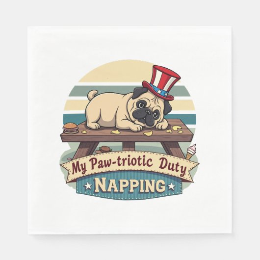 Pug Napping Servet (Voorkant)