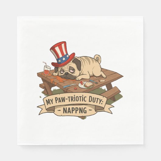 Pug Napping Servet (Voorkant)
