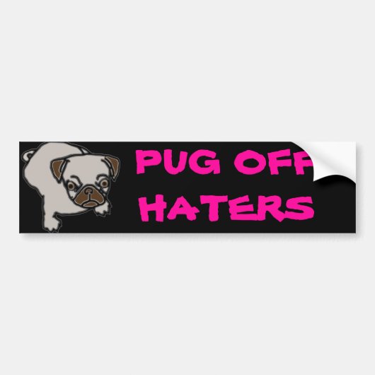 Pug negeert haters bumpersticker (Voorkant)