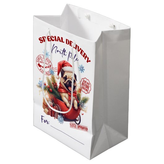 Pug noordpool bevalling medium cadeauzakje (Voorkant Gekanteld)