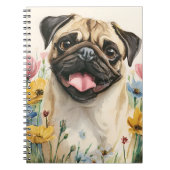 Pug Notebook – Watercolor Notitieboek (Voorkant)