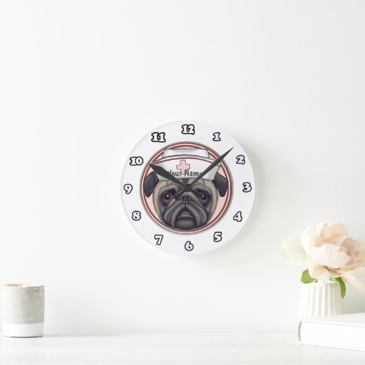 Pug Nurse Clock Ronde Klok (Huis)