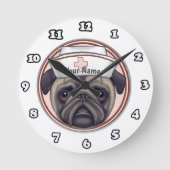 Pug Nurse Clock Ronde Klok (Voorkant)