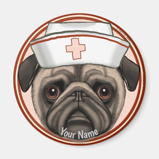 Pug Nurse Magneet (Voorkant)
