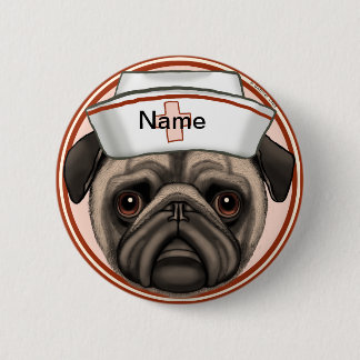 Pug Nurse Pin Ronde Button 5,7 Cm