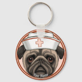 Pug Nurse Sleutelhanger (Voorkant)
