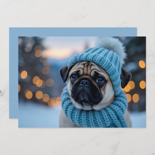 Pug of hond Kerst Kaart (Voorkant / Achterkant)