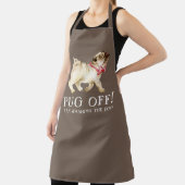 Pug off! aangepaste naam pug art dog bruin schort (Insitu)