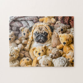 Pug Omringd door Knuffelberen Legpuzzel