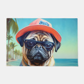 Pug on Beach, zomercadeau voor hondenliefhebber Deurmat (Voorkant)