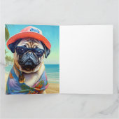 Pug on Beach, zomercadeau voor hondenliefhebber Kaart (Binnen)
