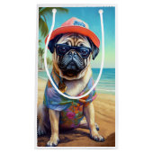 Pug on Beach, zomercadeau voor hondenliefhebber Klein Cadeauzakje (Voorkant)