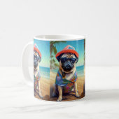 Pug on Beach, zomercadeau voor hondenliefhebber Koffiemok (Voorkant links)