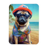 Pug on Beach, zomercadeau voor hondenliefhebber Magneet (Verticaal)