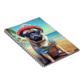 Pug on Beach, zomercadeau voor hondenliefhebber Notitieboek (Rechterzijde)