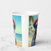 Pug on Beach, zomercadeau voor hondenliefhebber Papieren Bekers (Links)