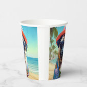 Pug on Beach, zomercadeau voor hondenliefhebber Papieren Bekers (Rechts)