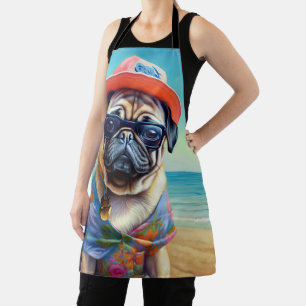 Pug on Beach, zomercadeau voor hondenliefhebber Schort
