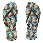 Pug on Beach, zomercadeau voor hondenliefhebber Teenslippers (Voetbed)