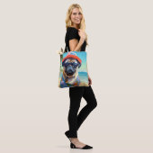Pug on Beach, zomercadeau voor hondenliefhebber Tote Bag (Op model)