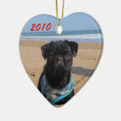 Pug on the Beach Heart Ornament (Links)