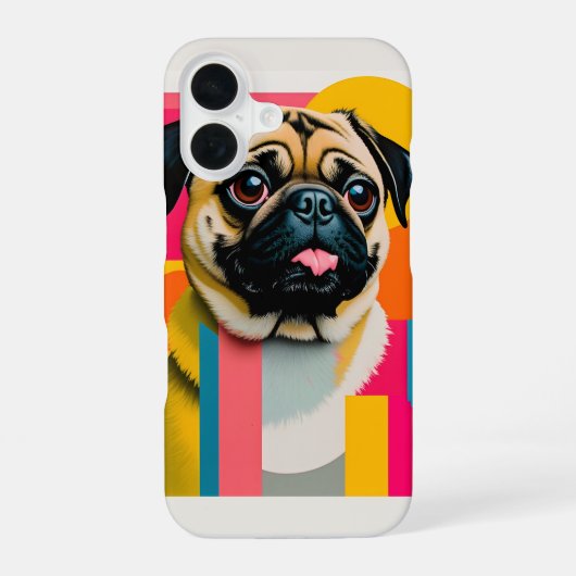 Pug-ontwerp iPhone 16 Hoesje (Achterkant)