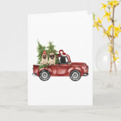 Pug op auto kerstornament Funny Kerstboom Kaart (Gele Bloem)