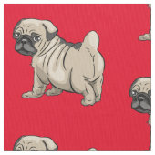 Pug op Bright rode achtergrond Stof (Close Up)