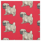 Pug op Bright rode achtergrond Stof (Swatch)