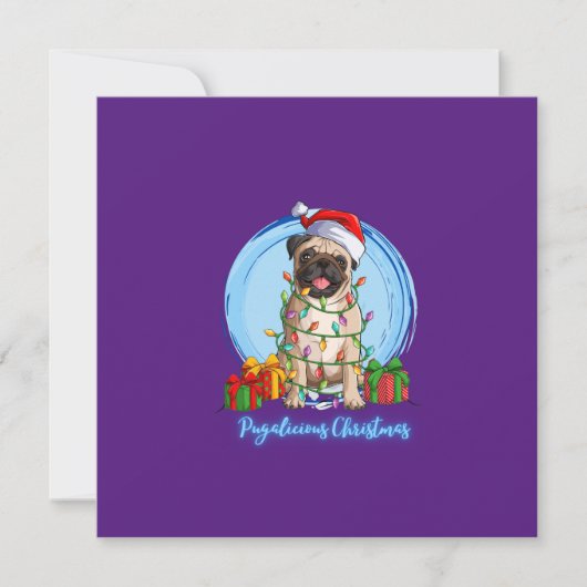 Pug op de kerstfeestkaart feestdagenkaart (Voorkant)