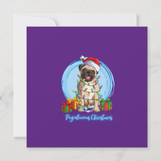 Pug op de kerstfeestkaart feestdagenkaart