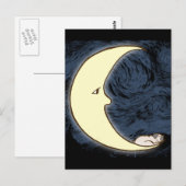Pug op de maan briefkaart (Voorkant / Achterkant)