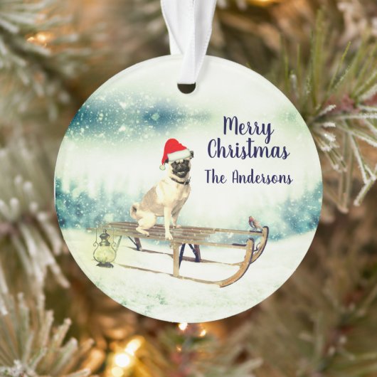 Pug op een kerstmis ornament (Boom)