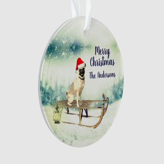 Pug op een kerstmis ornament (voorkant)