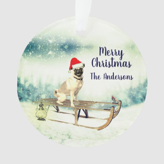 Pug op een kerstmis ornament (voorkant)