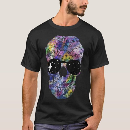 Pug Op Schedel T-shirt (Voorkant)