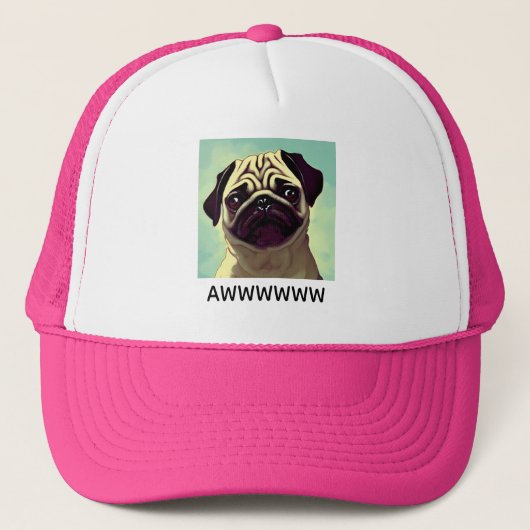 Pug-orable Schattige Pug Puppy Dog Art Trucker Pet (Voorkant)
