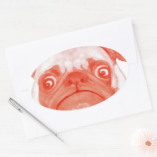 PUG_oranje3.png Ovale Sticker (Envelop)