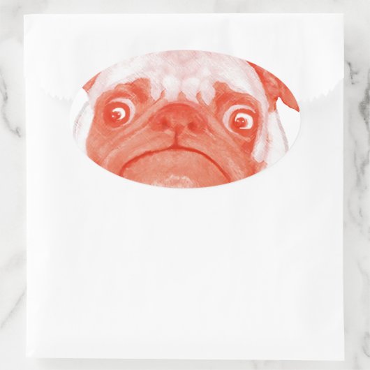 PUG_oranje3.png Ovale Sticker (Tas)