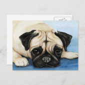 Pug Original Dog Art Briefkaart (Voorkant / Achterkant)