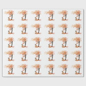 Pug Owl and Herfst Tree Pug Owner Funny Pug Autumn Cadeaupapier (Vlak)