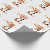 Pug Owl and Herfst Tree Pug Owner Funny Pug Autumn Cadeaupapier (Hoek)