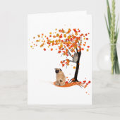 Pug Owl and Herfst Tree Pug Owner Funny Pug Autumn Kaart (Voorkant)