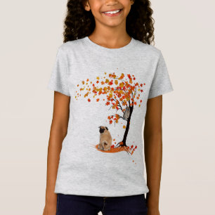 Pug Owl and Herfst Tree Pug Owner Funny Pug Autumn T-shirt