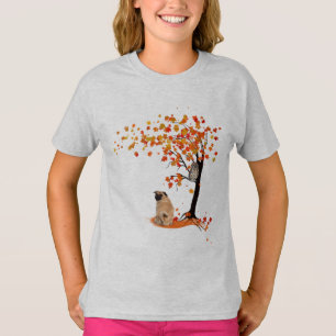 Pug Owl and Herfst Tree Pug Owner Funny Pug Autumn T-shirt
