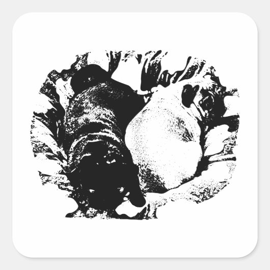 Pug Paar in Knus Bed Vierkante Sticker (Voorkant)