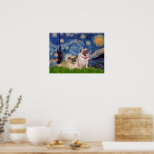 Pug Paar (vaal) - De sterrennacht Poster (Keuken)
