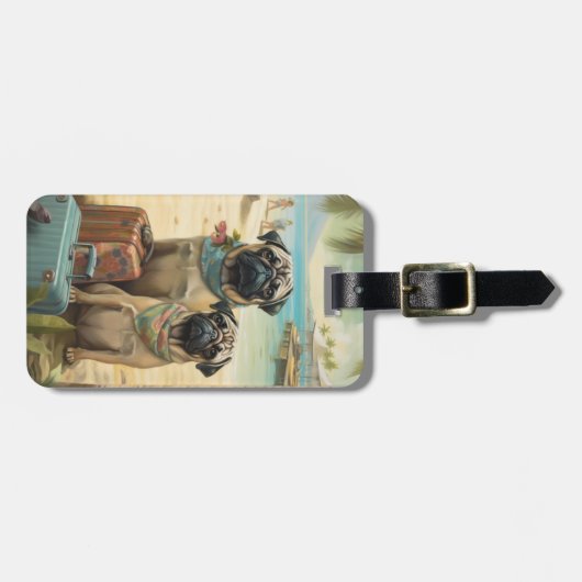 Pug Paar Vakantie Reizen Bagagelabel (Voorkant horizontaal)
