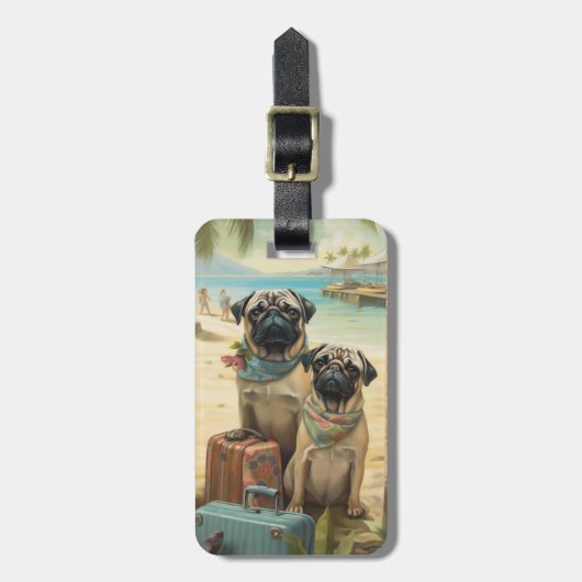 Pug Paar Vakantie Reizen Bagagelabel (Voorkant verticaal)
