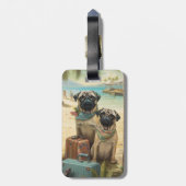 Pug Paar Vakantie Reizen Bagagelabel (Achterkant verticaal)